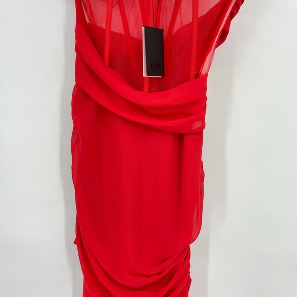 NBD | NWT Christian Gown in Red Asymmetrical Corset Maxi Dress S - Picture 13 of 16